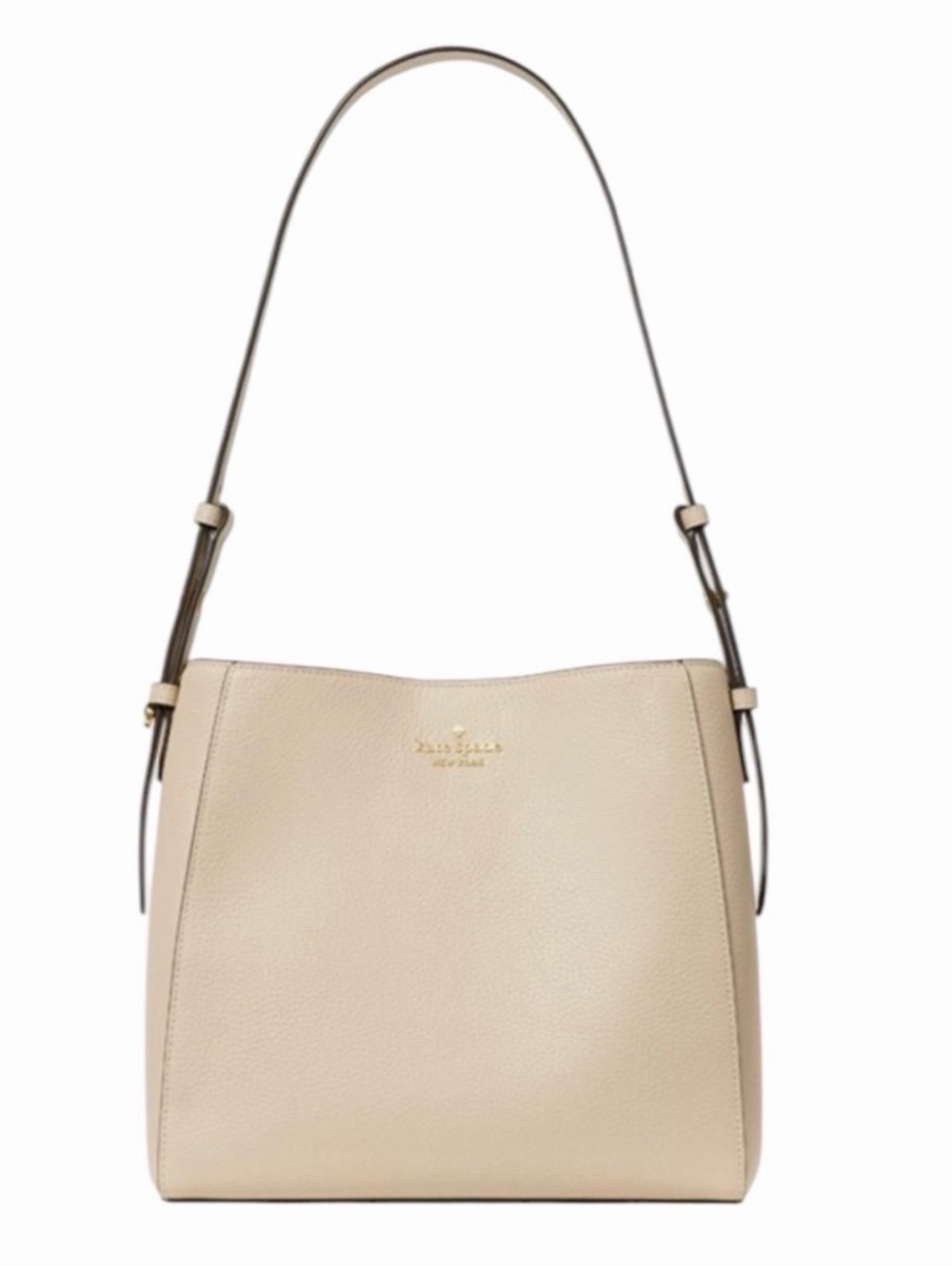 kate spade Beige tan Juliette Pebbled Leather Tote with Gold Logo NWT